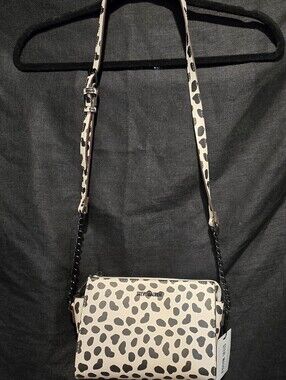 Steve Madden Cream and Black Leopard-Print Crossbody Bag
